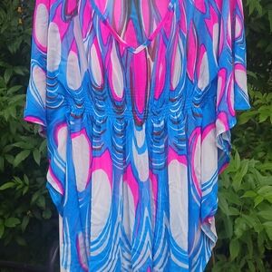 Vibrant Blue and Pink Women's Top
